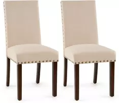 Promotions Valgomojo kėdžių komplektas 67x44,5x96 cm, smėlio spalvos, mediena, audinys