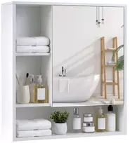 Promotions Vonios kambario sieninis veidrodinis spintelė 56x16x61 cm balta