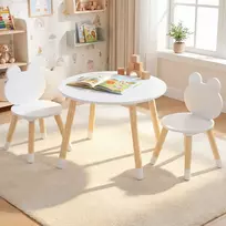 Kelioninis Promotions Vaikiškas stalas ir kėdžių rinkinys 60x60x44 cm, baltos spalvos, medinis