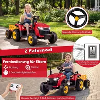 Promotions Elektrinis važiuojamas traktorius su priekaba 139x59x56 cm Raudonas Plastikas ir Metalas