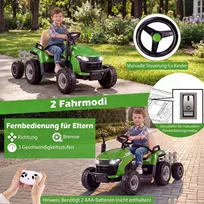 Promotions Elektrinis važiuojamas traktorius su priekaba 139x59x56 cm Žalias Plastikas ir metalas