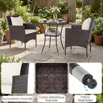 Promotions Lauko baldų komplektas 3 dalių Rotango 57x57x82 cm Baltas PE rotangas