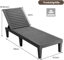 Lauko baldų komplektas Promotions Gultas su komplektu 190x57,5x29 cm Juodas Reguliuojamas atlošas