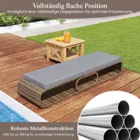 Lauko baldų komplektas Promotions Gultas su komplektu 185x65x26-86 cm Pilkas Rotangas Reguliuojamas