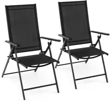 Lauko baldų komplektas Promotions Lauko sulankstomos kėdės rinkinys 79x57x80 cm juodos spalvos audinys