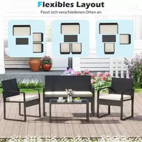 Promotions Sodo baldų komplektas 2 foteliai suoliukas stalas 59x56,5x77,5 cm smėlio spalvos rotangas