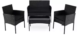 Promotions Sodo baldų komplektas 98x59,5x81 cm Juodas ratanas