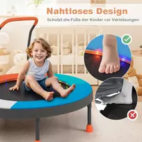 Promotions Vaikiškas batutas 90x81 cm Mėlynas LED apšvietimas Rankena Sulankstomas Metalinis