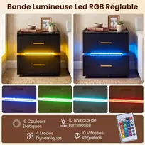 Promotions Naktinis staliukas rinkinys su LED naktine lempa ir įkrovimo stotele 45x40x48 cm juodas metalinis pagrindas
