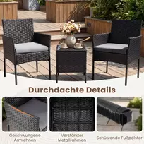Promotions Sodo baldų komplektas 3 dalių Rotango 56x56x81 cm Juodas