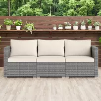 Promotions Lauko sofos komplektas 3 dalių modulinis PE rotangas 67x67x61,5 cm smėlio spalvos
