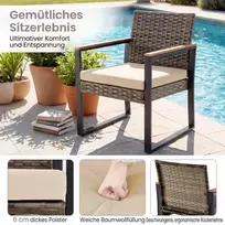 Promotions Balkono baldų komplektas 3 dalių poilsio komplektas smėlio spalvos rotangas