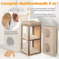 Promotions Katės namelis 3 aukštų katės kondomas su draskymo stovu 38x38x77,5 cm smėlio spalvos