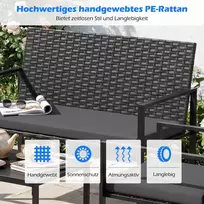 Promotions Sodo baldų komplektas 4 dalių, rotango stalas, kėdės, dvivietė sofa, pilka