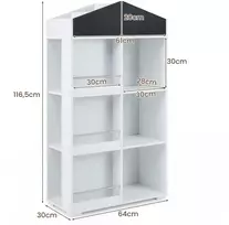 Promotions Vaikiška knygų lentyna namelio formos, saugojimo spintelė 64x30x116,5 cm, balta MDF