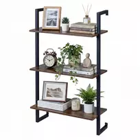 Promotions Sieninė lentyna 3 lygių plūduriuojantis display stovas 53x23x90 cm ruda metalinė