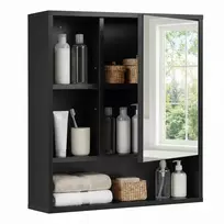 Promotions Vonios kambario sieninė spintelė 55x16x61 cm juoda reguliuojamos lentynos
