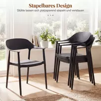 Promotions Valgomojo kėdžių rinkinys, 4 vnt., sulankstomos plastikinės kėdės, juodos spalvos