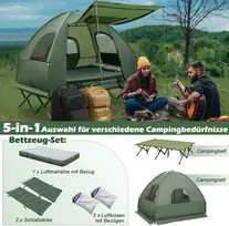 Promotions Stovyklavimo palapinės lova 5-in-1 Dvigulė 194x145x185 cm Žalia Nešiojama