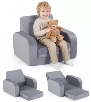 Promotions Vaikiška sofa-lova 3-in-1 transformuojama 91x50x31 cm Pilka kristalinė veliūrinė
