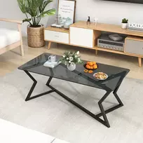 Promotions Kavos staliukas 110x55x44,5 cm Pilka Juoda Grūdintas stiklas Metalas