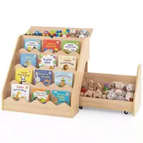 Promotions Vaikiška knygų lentyna ir žaislų laikymo organizatorius 63x49x61.5 cm natūralaus MDF