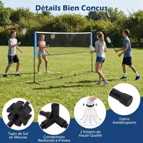 Promotions Badmintono tinklo rinkinys 510x102x157 cm Mėlynas reguliuojamo aukščio nešiojamas