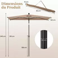 Promotions Lauko skėtis 213x140x245 cm Kavos spalvos