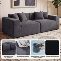Promotions Sofa 204x89x64 cm Pilka aksominė medžiaga