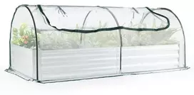 Promotions Pakelta daržinė lysvė su uždengimu 202x101x81 cm žalia sidabrinė metalinė