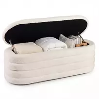 Promotions Saugojimo pufas su suoleliu 124.5x45.7x43.2 cm baltos spalvos audinys