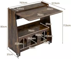 Promotions Kompiuterio stalas 78,5x57,5x80 cm Kavos spalvos Sulankstoma plokštė Su saugojimo vieta