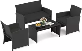 Promotions Lauko baldų komplektas 55,9x63,5x78,7 cm Juodas rotangas
