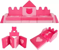 Promotions Vaikiškas žaidimų sofa komplektas, 14 dalių, 251x66x96 cm, rožinė putų medžiaga