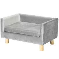 Sofa šunims su medinėmis kojelėmis, pilka, 64x45x36 cm