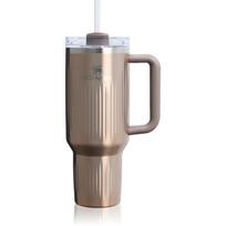 Stanley Quencher H2.O Fluted Tumbler nerūdijančiojo plieno puodelis su šiaudeliu didelis Pale Gold Shine 1180 ml