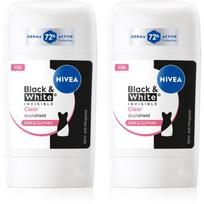 NIVEA Black & White Invisible Clear pieštukinis antiperspirantas ekonomiška pakuotė