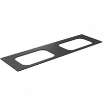 Darbo paviršius Kame Universal HPL, 2 Movado kriauklėms 160cm Black lava HPL WP/16-3/H17-P2-D