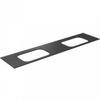 Darbo paviršius Kame Universal HPL, 2 Movado kriauklėms 200cm Black lava HPL WP/20-3/H17-P2-D