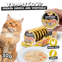 UNIQ PETS YUMMY SOUP sriuba su vištienos gabalėliais ir daržovėmis katėms 30 g x 8 vnt.