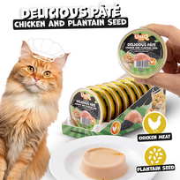 UNIQ PETS Delicious Pâté su vištiena ir gysločio sėklomis katėms 30 g x 8 vnt.
