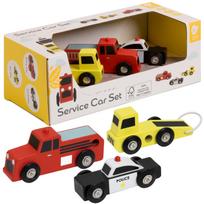 Mediniai automobiliai, policijos ir gaisrinės mašinos, 3 vnt. rinkinys CLASSIC WORLD