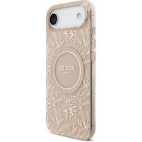 Nugarėlės dėklai Guess Apple iPhone 17 Air Silicone case with MagSafe Flowers Allover with Pearl Strap Pink