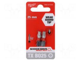 Screwdriver bit | Torx® with protection | T25H | Kind: impact | 2pcs.