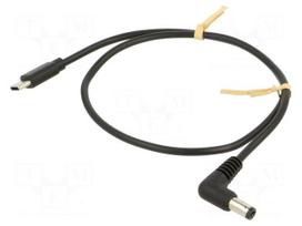 Cable | USB C plug,DC 5,5/2,1 plug | angled | black | 0.5m | Cu | PVC