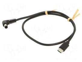 Cable | USB C plug,DC 5,5/2,5 plug | angled | black | 0.5m | Cu | 15W