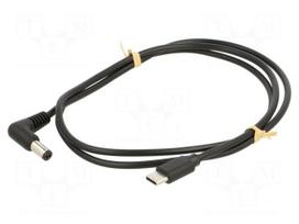 Cable | USB C plug,DC 5,5/2,1 plug | angled | black | 1m | Cu | USB 3.1