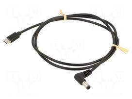 Cable | USB C plug,DC 5,5/2,5 plug | angled | black | 1m | Cu | USB 3.1