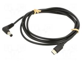 Cable | USB C plug,DC 5,5/2,5 plug | angled | black | 1.5m | Cu | 15W