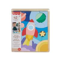 FISHER-PRICE Wood medinė dėlionė raketa, HXY42